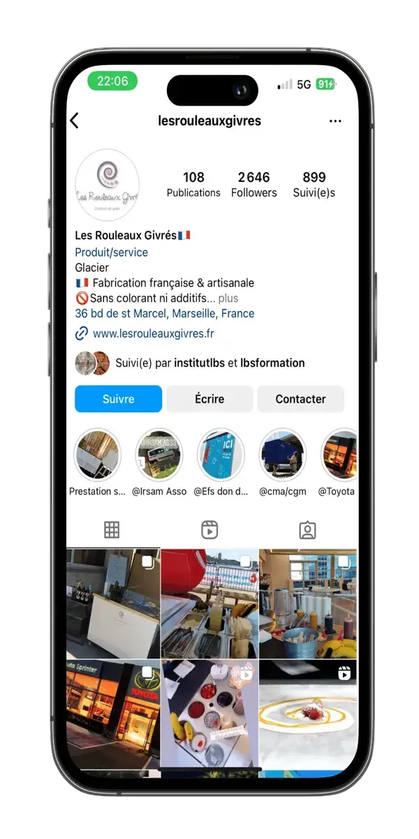 Profil Instagram Les Rouleaux Givrés – IceRoll et animations glacées en France